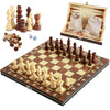 Luoyer 3-in-1 Chess Set Include Chess Checkers Backgammon 11 inch Wooden Board Game Set with Foldable Portable Case for Adults Travel Outdoor