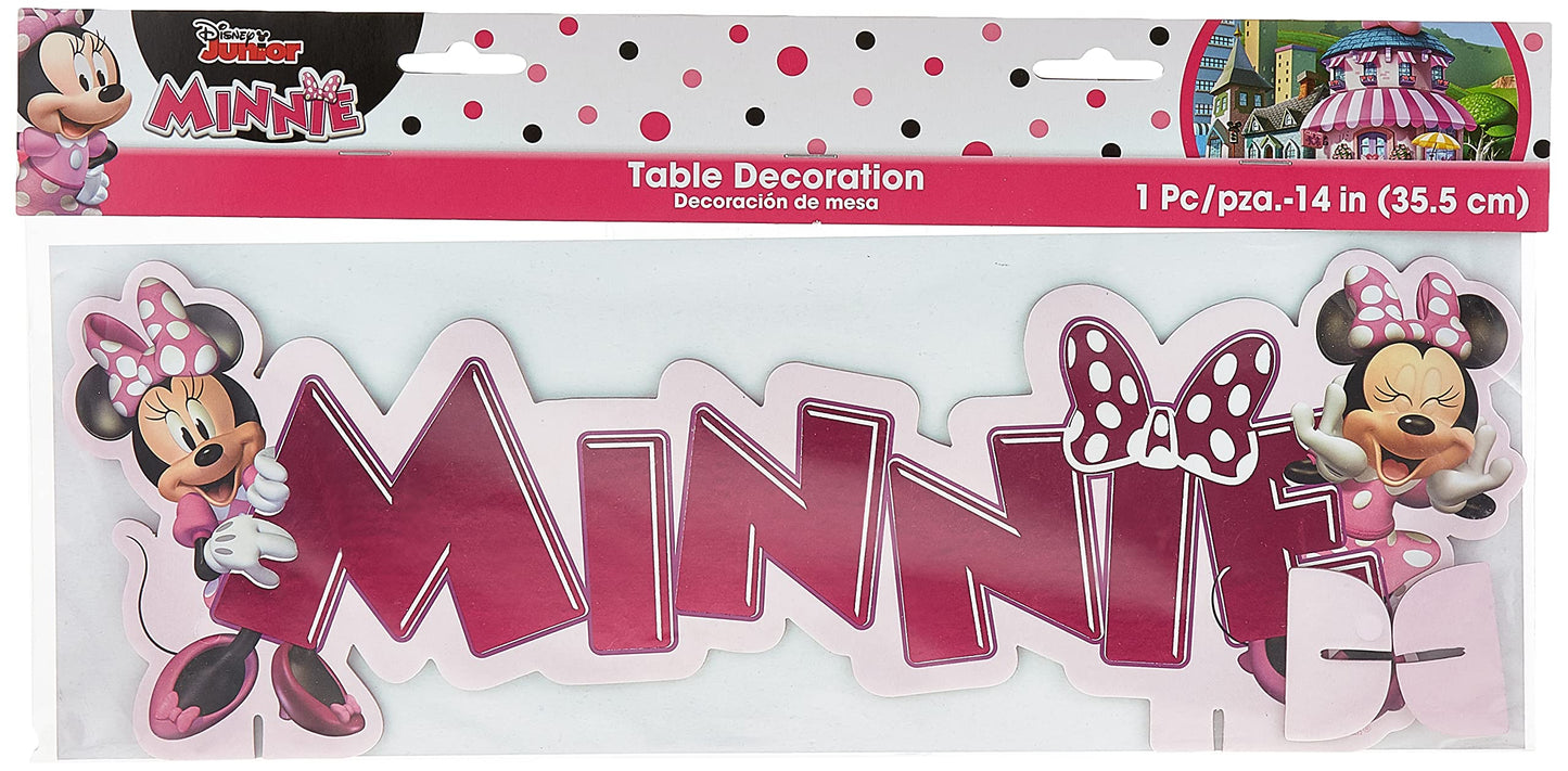 Minnie Mouse Forever Table Decoration - 14" x 4.75" (1 Pc) - Hot-Stamped Cardstock Centerpiece for Kids Themed-Parties & Birthdays