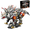 Myth Qholve Mechanical Triceratops Building Set with LED Lights, Display Stand, Movable Linkage Gears, Rotatable Components, Large Scale Collectible