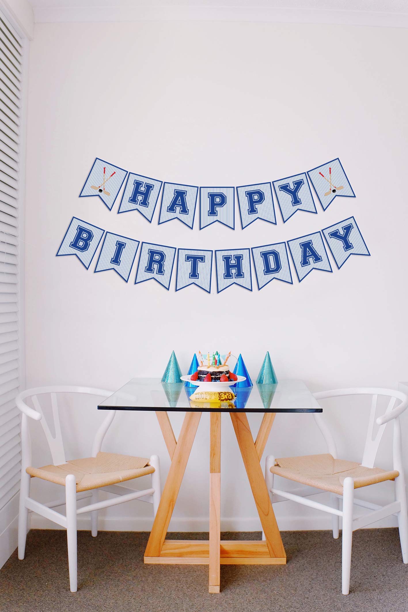 Hockey Birthday Banner, Ice Hockey Happy Birthday Sign, Hockey Party Decorations, Party Supplies
