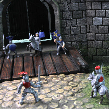 Safari Ltd. Knights & Dragons Toob - Set of 10 Mini Figurines: Red & Blue Kingdom Knights, Catapult, and Green Dragon - History Learning Toy Figures