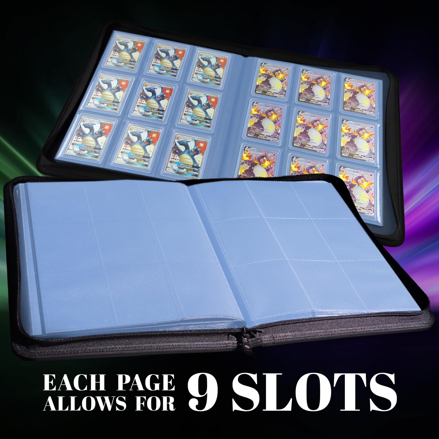 TopDeck 200 TopLoader Binder - 9 Pocket Card Binder Album - TCG Secure Storage Sleeves - Compatible with Yugioh, Magic the Gathering, Pokemon and More