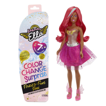 MGA Entertainment Dream Ella Color Change Surprise Fairies, Yasmin Pink Fashion Doll with 7+ Surprises Including Outfit, Castle Play Pretend Gift for