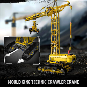 Mould King MOC Crawler Crane Advanced Building Kit for Adults, MOC Mobile Crane Heavy-Duty Truck Sets to Build, APP Control Large Engineering
