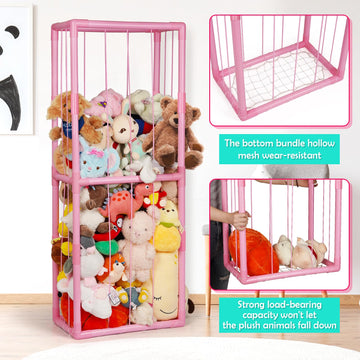 Ibnotuiy Stuffed Animal Zoo Storage PVC Stuffed Animal Holder, Pink