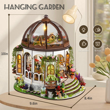 Miniature House Kit, DIY Miniature Doll House Kits with Warm LED Light, Mini House Building Kit with Mini Plant Accessories Creative Handmade Crafts