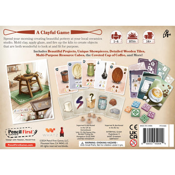 Pencil First Games: Sunrise at The Studio - Pottery Set Collection & Drafting Board Game, Cozy Small Box, Solo Mode, Ages 14+, 1-4 Players, 20 Min
