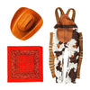 Western Cowboy Outfit Clothes 3PCS Set for Elf Doll Overall Suit Clothing Dress up Accessories Including Hats, Scarf,Overall