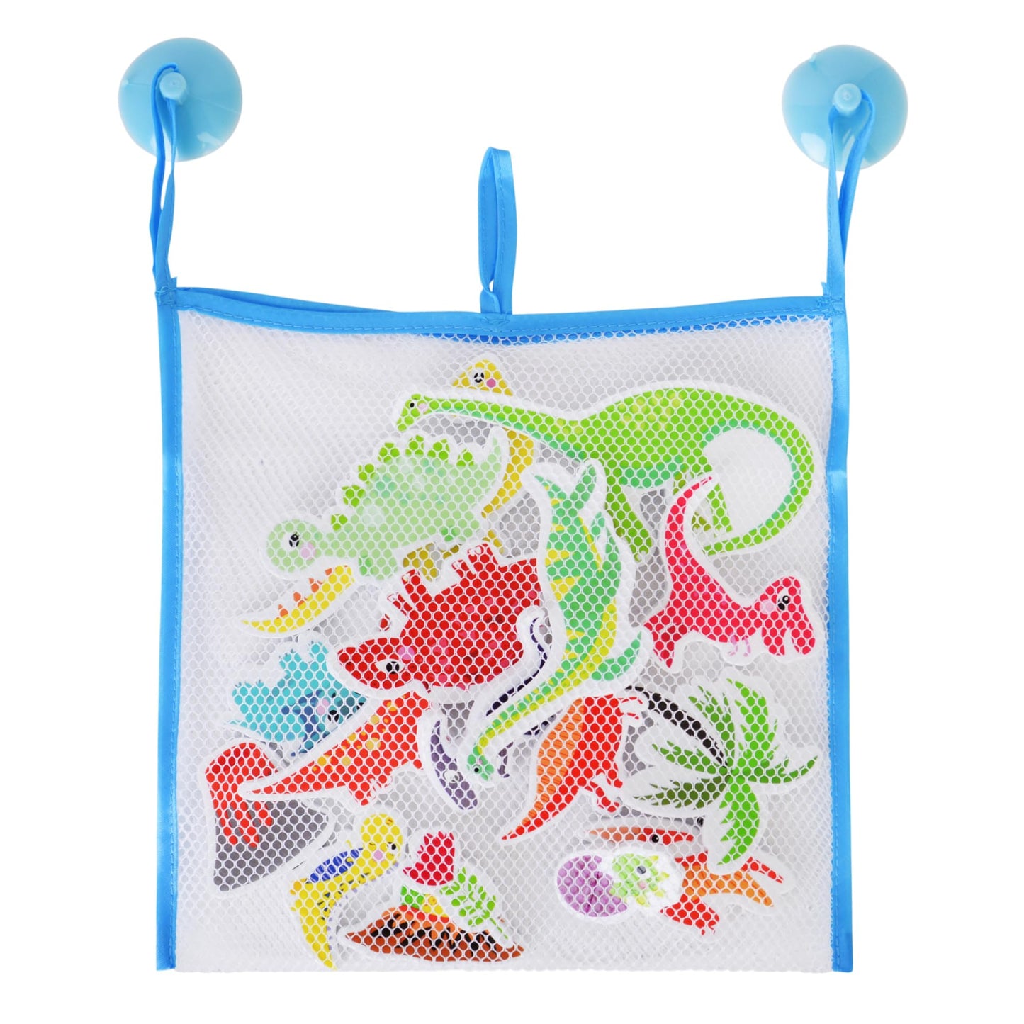 Buddy & Barney: Bath Time Stickers - Dinosaurs - 18 Foam Dino Character Pieces, Suction Cup Mesh Storage Bag, Prehistoric Play, Water Toy, Kids 3+