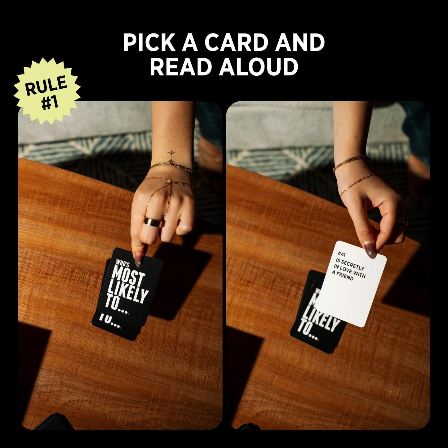 DSS Games Who’s Most Likely to… [Core Game with 100% NEW Cards | A Party Card Game for Adults, Teens, Girls Night, Groups, Bachelorettes, Game Night