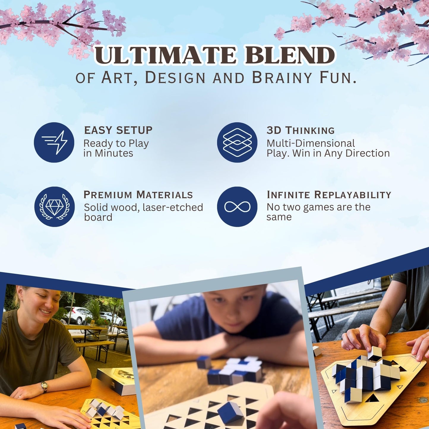 yamma 4-in-a-Row Game with Wooden Spinning Board, 3D Visual Strategy Experience for Ages 12+, a Quick and Clever Challenge Ideal for Families, Teens