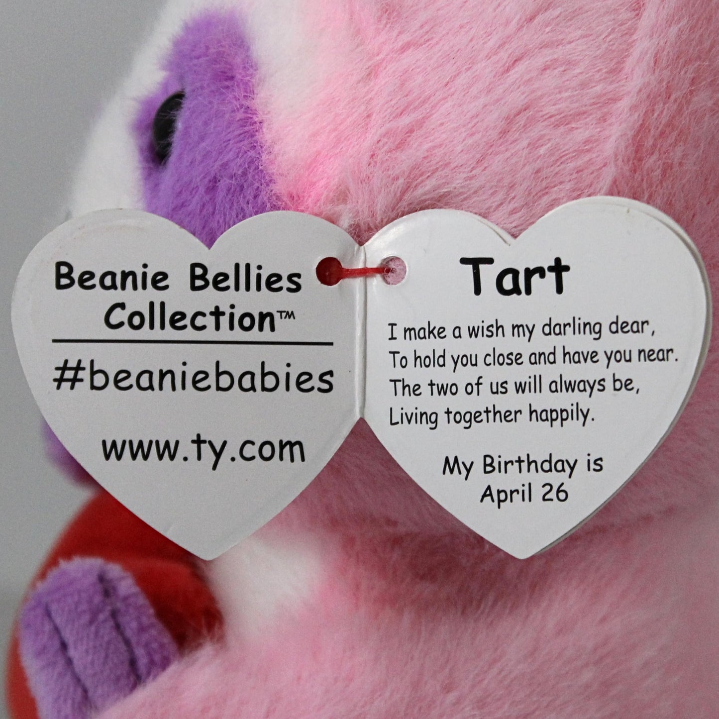 Ty Beanie Bellies Tart The Pink Valentine Sloth - 6"