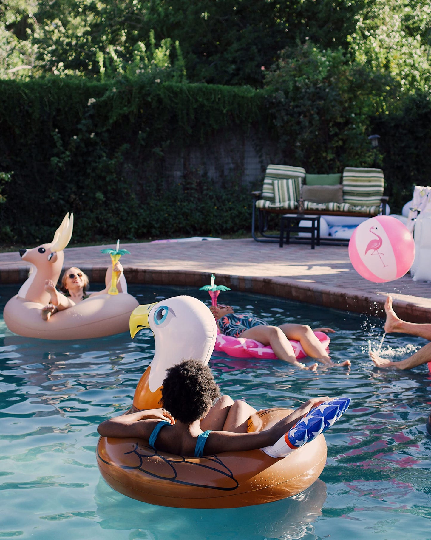 Coconut Outdoor Patriotic Bald Eagle Pool Float, Inflatable Pool Ring