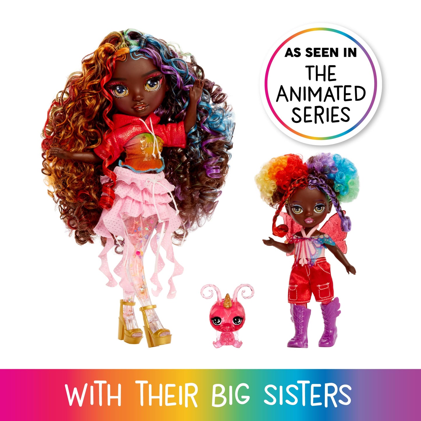 Rainbow High Littles Rainbow Fantasy Fairies + Pet - Astrid, Rainbow 5.5" Posable Small Doll & Fantasy Butterfly Pet with Interchangeable Fairy Wings