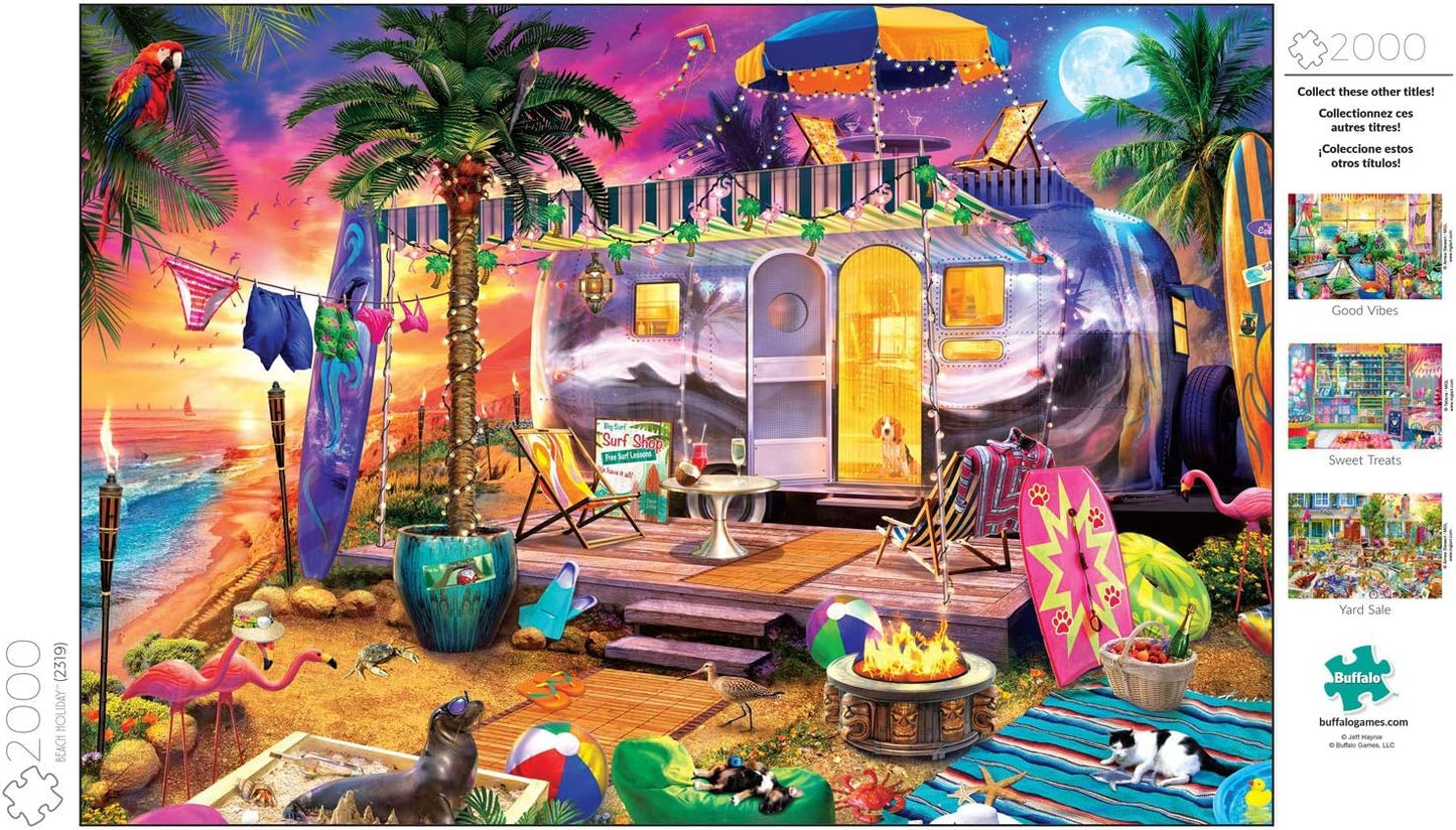 Buffalo Games - Jeff Haynie - Beach Holiday - 2000 Piece Jigsaw Puzzle for Adults Challenging Puzzle Perfect for Game Nights - Finished Size is 38.50