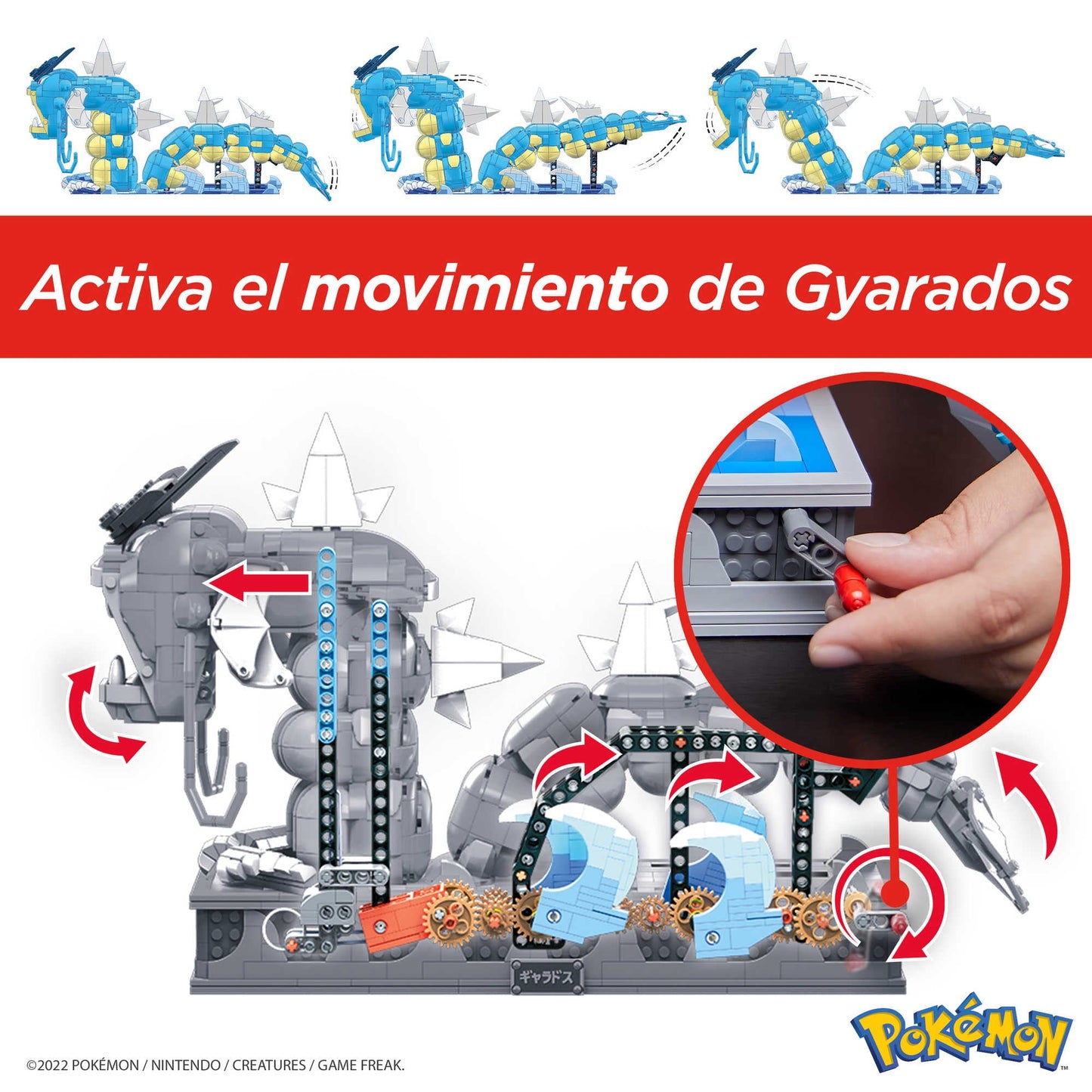 MEGA Pokémon Building Toys Set, Motion Gyarados with 2186 Pieces, Moving Mouth and Tail, for Kids or Adult Collectible