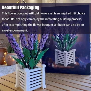 Flowers Building Block Set for Adults,1204 Pcs DIY Flower Building,Lavender Artificial Plant Toys Set Gifts for Women-Home Décor