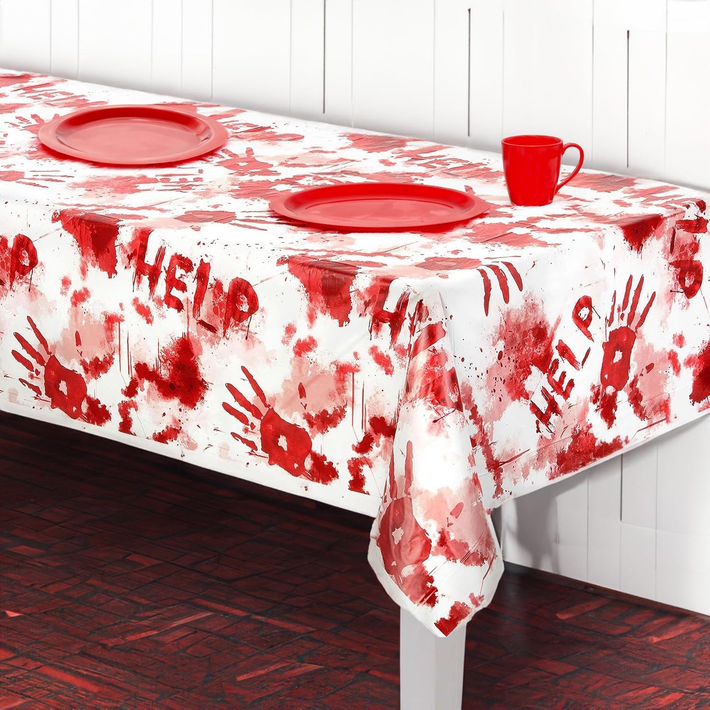Bloody Good Plastic Table Cover - 54" x 102" (1 Count) - Perfect for Halloween Parties & Haunted Houses, Spooky & Durable