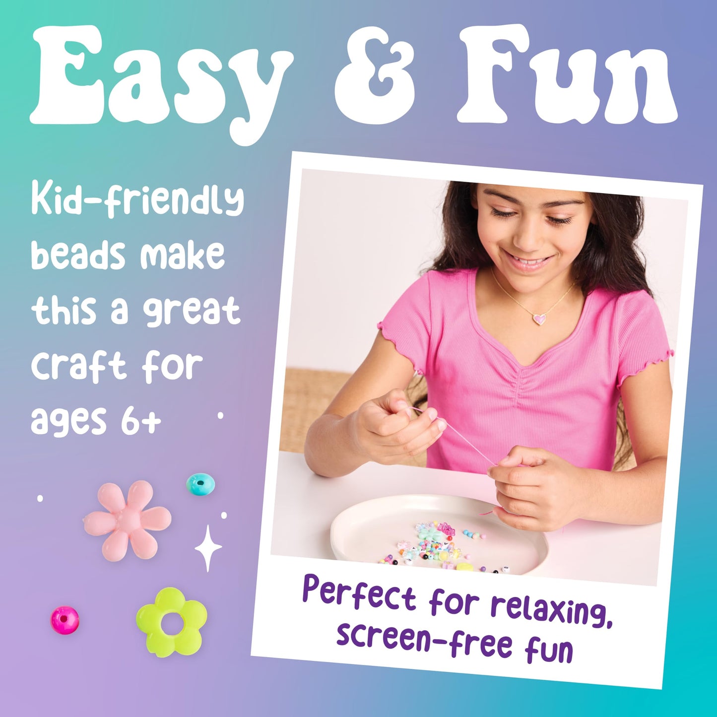 Creativity for Kids Beaded Flower Bracelet Making Kit | DIY Jewelry Craft Kit | Summer Crafts & Festival Accessories | Create 5 Colorful Beaded