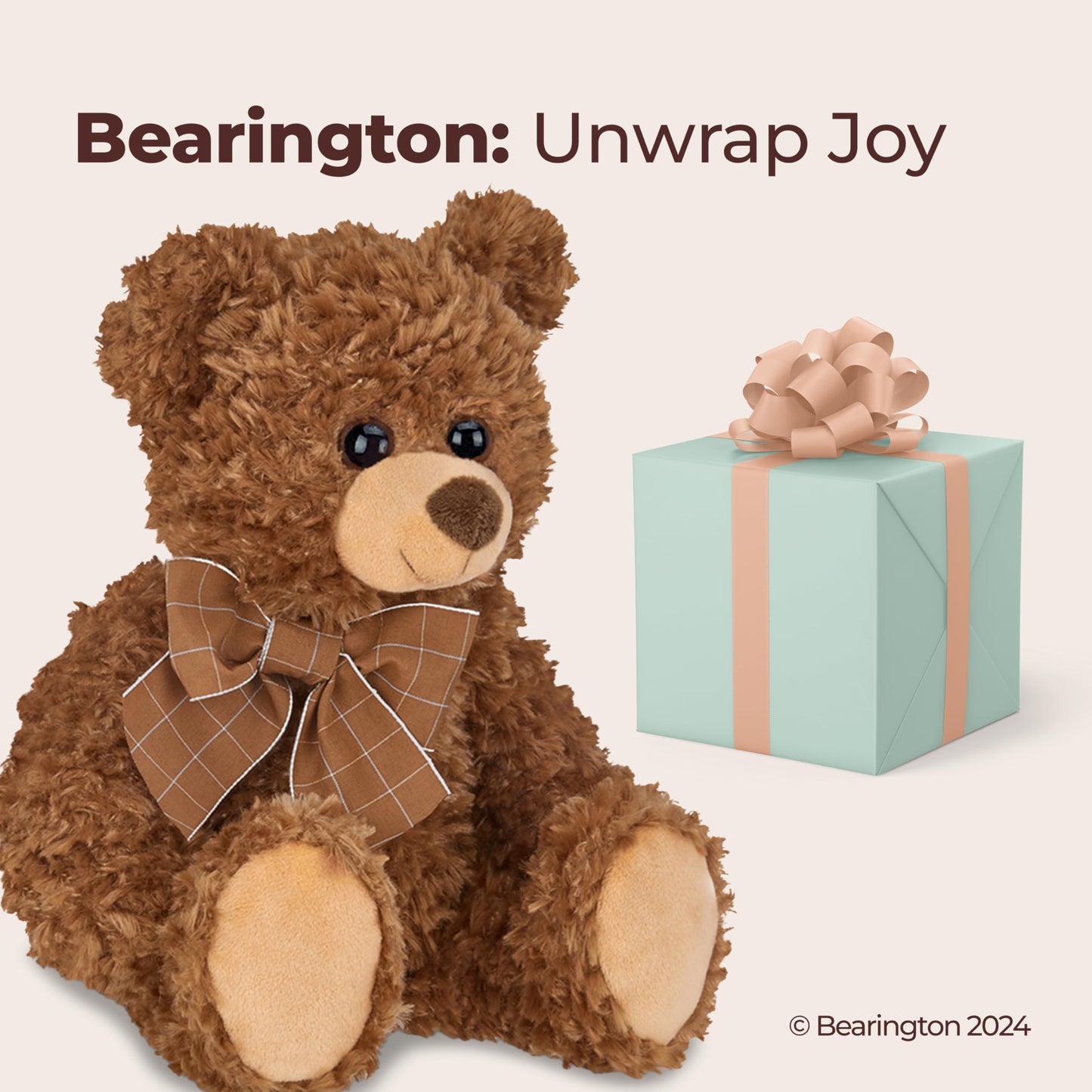 Bearington Lil' Reggie Dark Brown Teddy Bear Stuffed Animal - 12" Plush Brown Poseable Stuffed Bear with Soft Fur, Satin Bow, and Vintage Bears Design