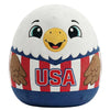 Qodwnep Cute Patriotic Eagle Plush Pillow, Patriotic Bald Eagle Stuffed Animal with American Flag Shirt, Soft Round Pillow Sports Fans and USA Room