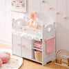 ROBOTIME Baby Doll Crib - Wooden Baby Doll Changing Table with Storage - Bedding & Hooks, Fits 18-21" Dolls, Doll Bed Playset for Girls Ages 3+