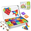 JoxSaxin mini Magnetic Tiles,70pcs Travel Magnetic Tiles Set with Iron Box,Portable Magnetic Building Blocks for Kids Ages 3-8,STEM Montessori