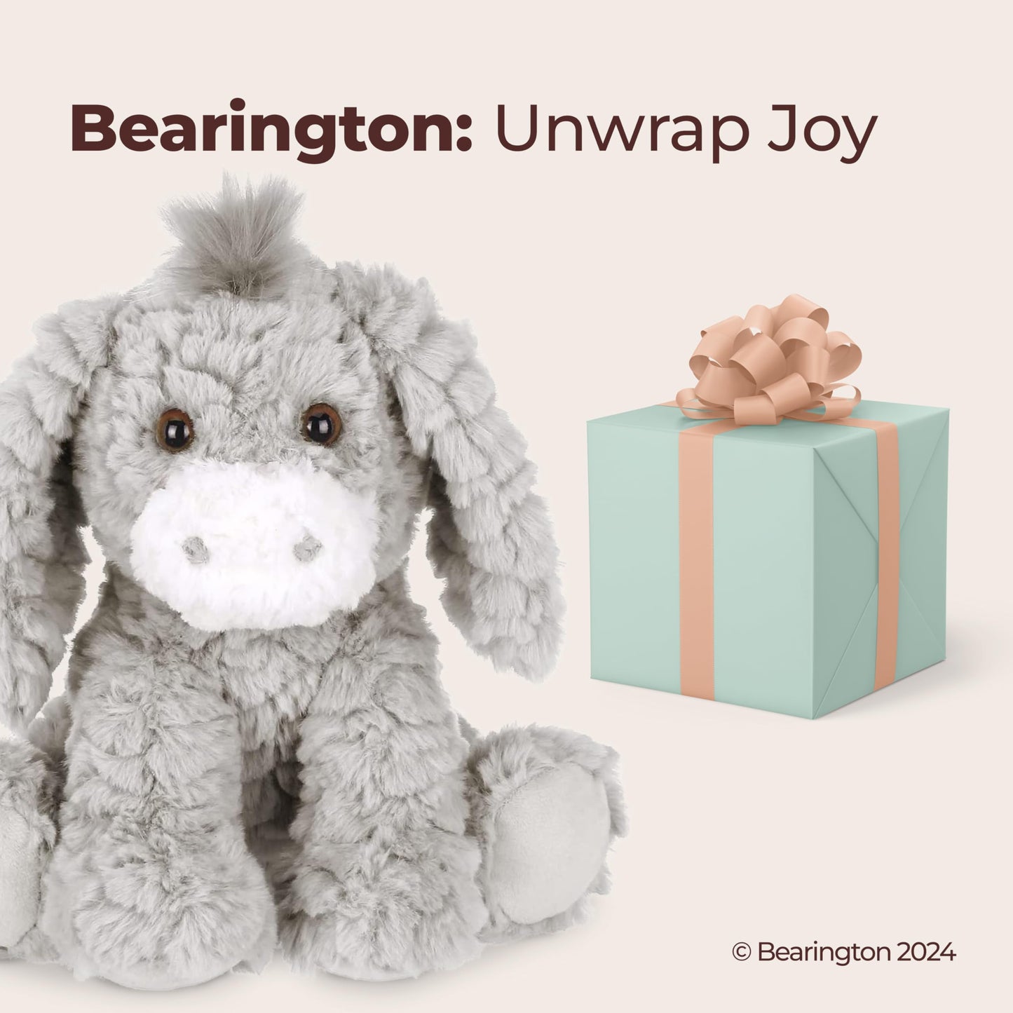 Bearington Collection Donny Plush Donkey Stuffed Animal, 10.5 Inch - Weighted Donkey Stuffed Animal