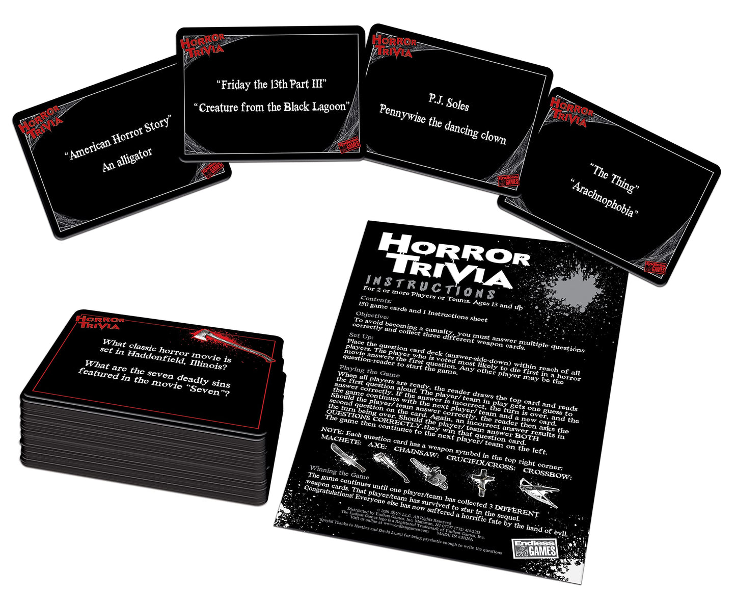 Endless Games Horror Trivia Card Game - Test Your Knowledge of Horror Pop Culture Facts with Over 200 Scary Fun Trivia Questions