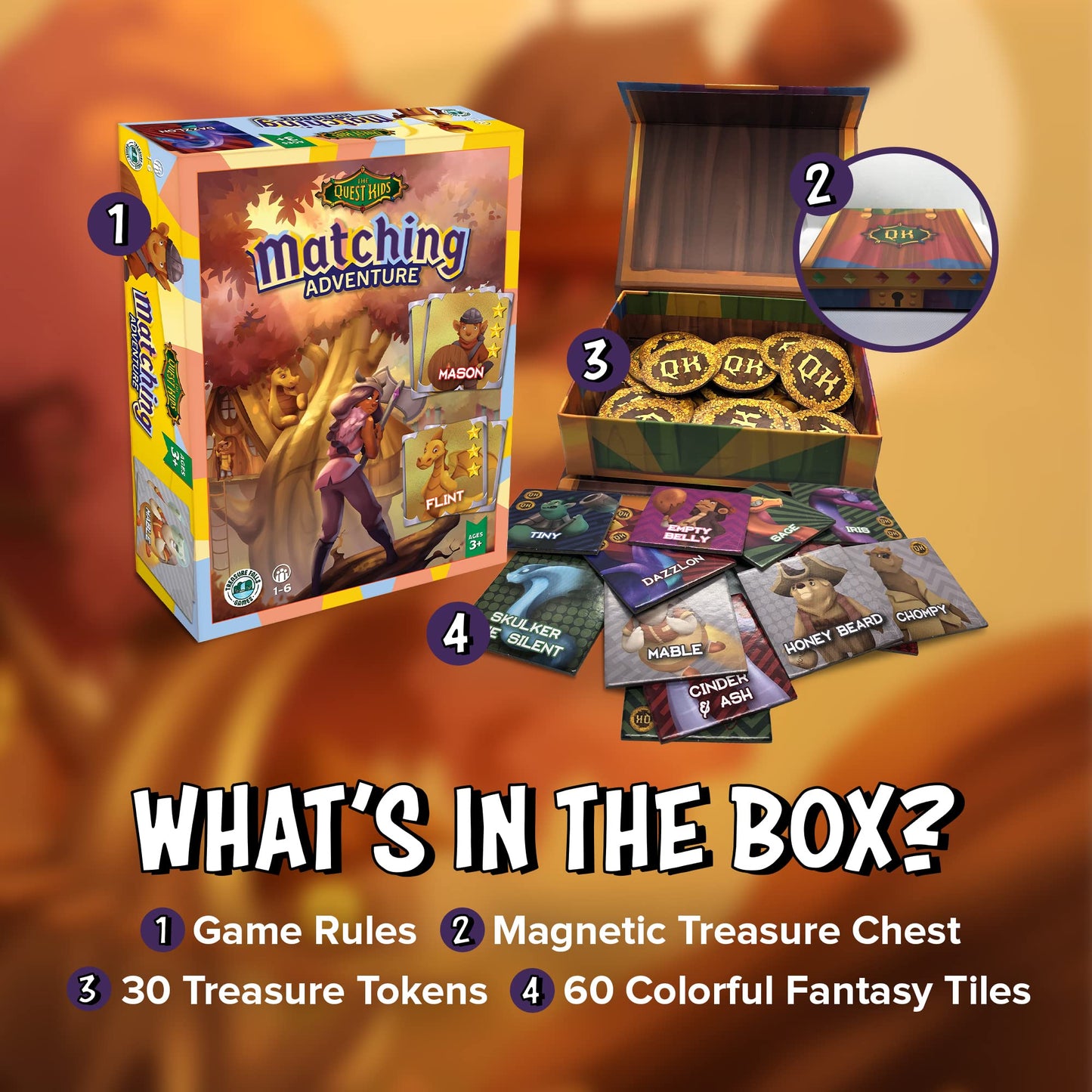 The Quest Kids - Matching Adventure Memory Game, Matching Games for 3 Year Olds and Up, Fantasy-Inspired Strategy and Concentration Game