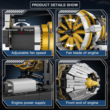 Mould King Aircraft Engine Building Set with Motor, 2256 Pcs Model Kit