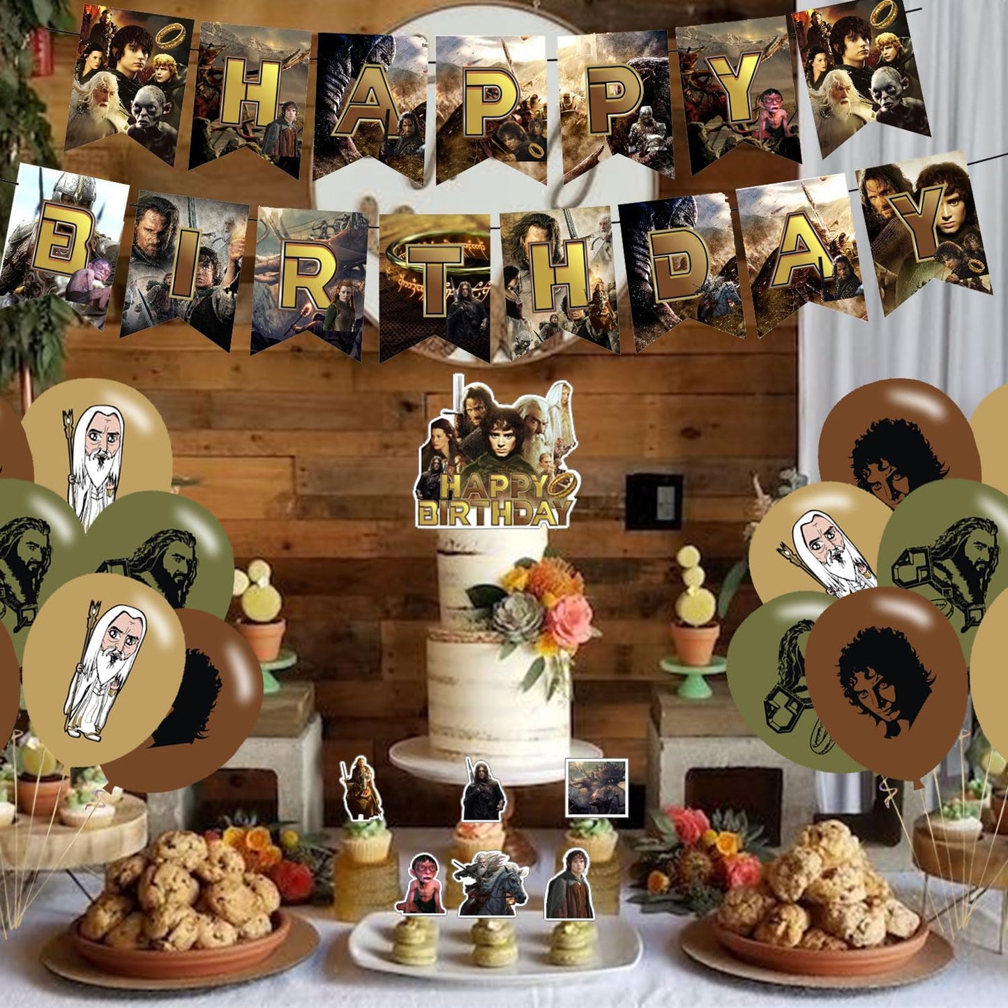 Rings Party Decorations,Birthday Party Supplies For Rings Party Supplies Includes Banner - Cake Topper - 12 Cupcake Toppers - 18 Balloons