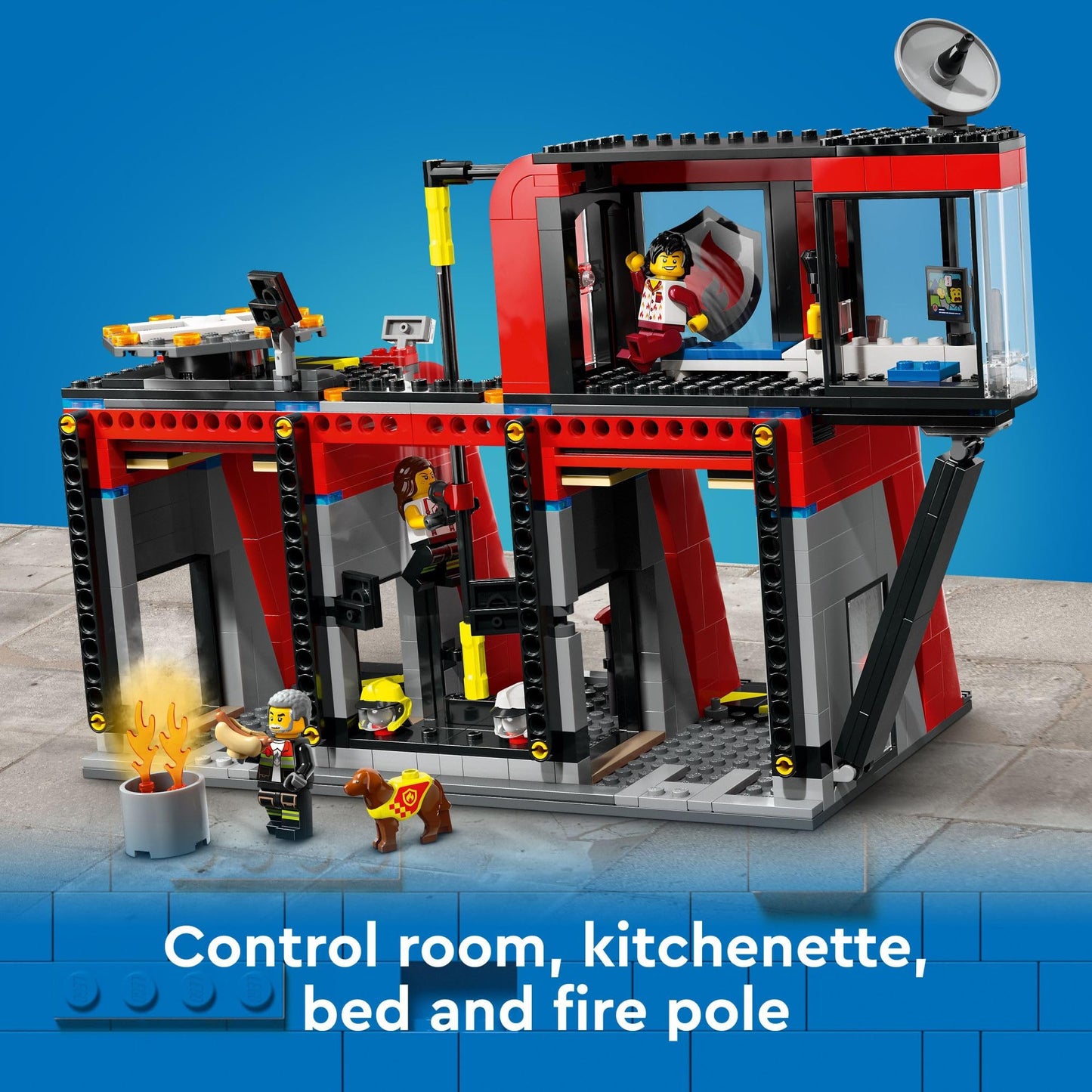 LEGO City Fire Station with Fire Truck Toy - Kids Toy Building Sets with 2 Fire Truck Attachments - Gifts for Boys & Girls Ages 6+ - Pretend Play Set