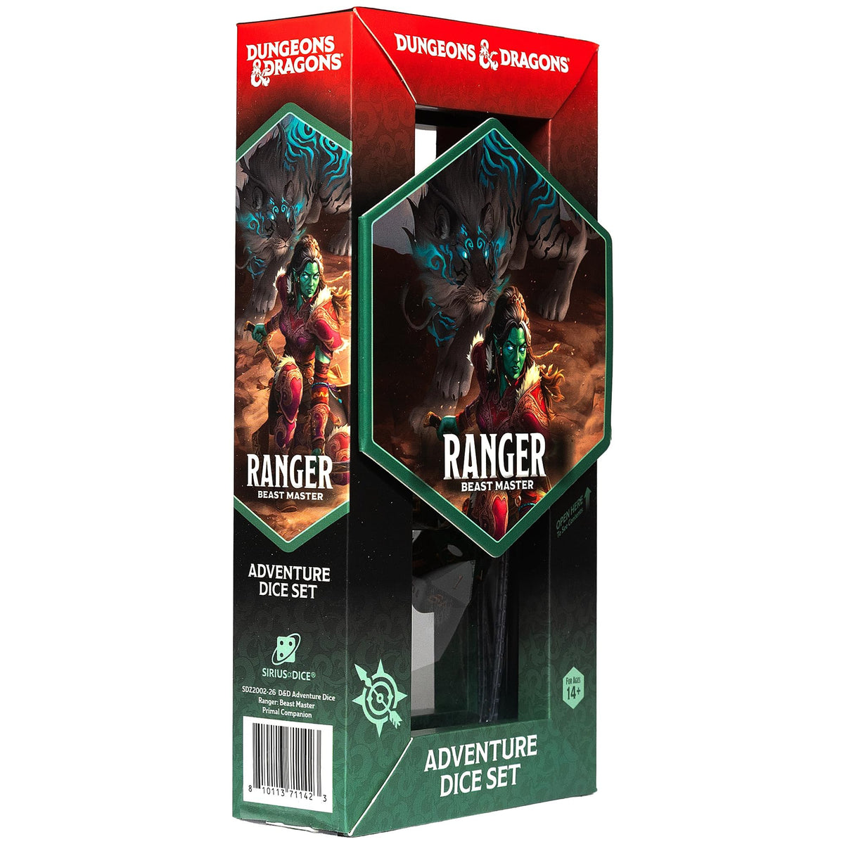 Dungeons & Dragons: D&D Adventure Dice - Ranger: Beast Master - 8pc RPG Set, Green-Black-Gold, Class Symbols, Collectible Roleplaying Game Accessory
