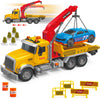 MOBIUS Toys Tow Truck - Friction-Powered Rescue Vehicle with Working Tow Hook, Lights & Sounds - Durable Push-and-Go Truck for Kids Ages 3-7
