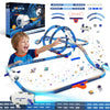 Electric Space Rocket Car Track Set with Mist Spray & Blue Lights - 86 PCS DIY STEM Building Race Track Toy with Suction Cups, Birthday Gift for Boys