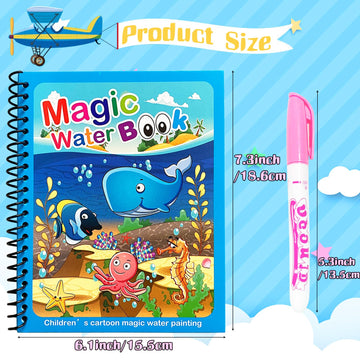 Dduolammng 12 Pack Cartoon Paint Books, Reusable Water Painting Book, Educational Gifts