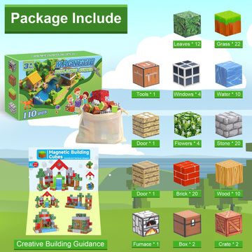 Dulsaera Magnetic Blocks-Build 110PCS Toys for Boys & Girls Age 6 7 8 9 10, Stacking Building Toys for Toddlers Fidget Cubes Sensory Toy