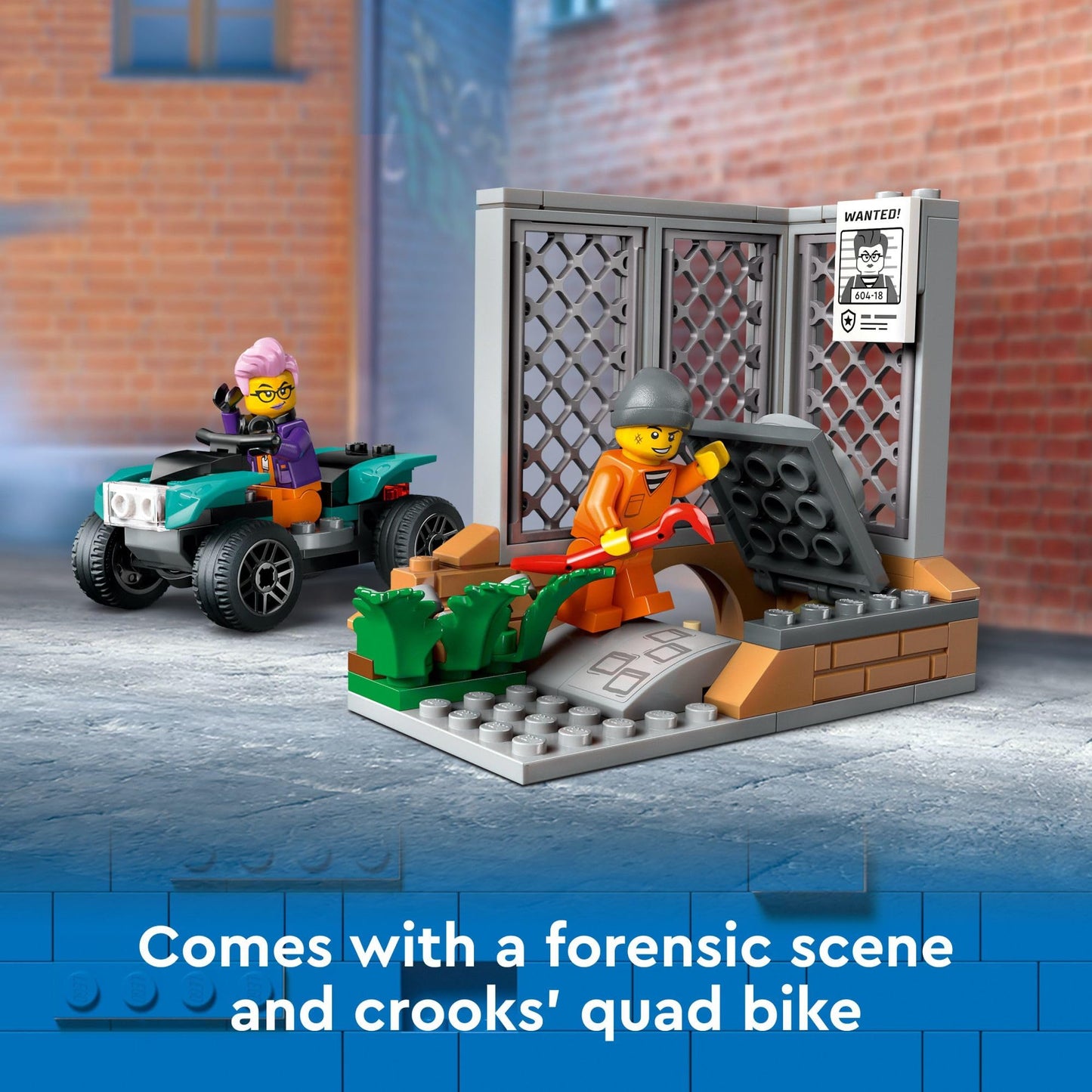 LEGO City Police Mobile Crime Lab Truck Toy, Pretend Play Police Toy, Includes Quad Bike, 2 Officers, 1 Scientist and 2 Crook Minifigures, Police