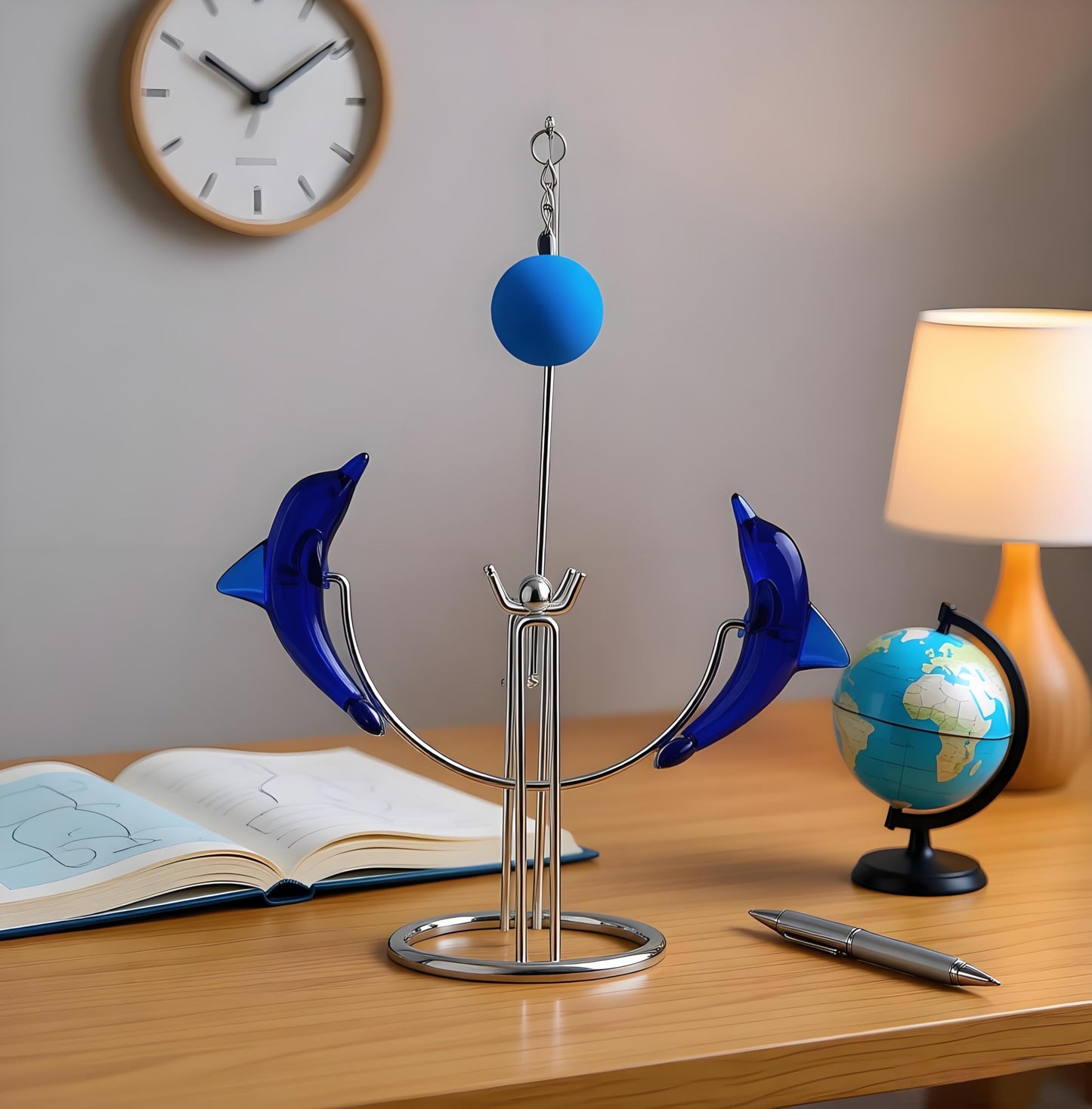 Sunnytech Dolphins Kinetic Art Balancing Decompression Decompressive Science Psychology Home Office Decor Desk Decor (WJ121 HL04 Dolphins Toy)