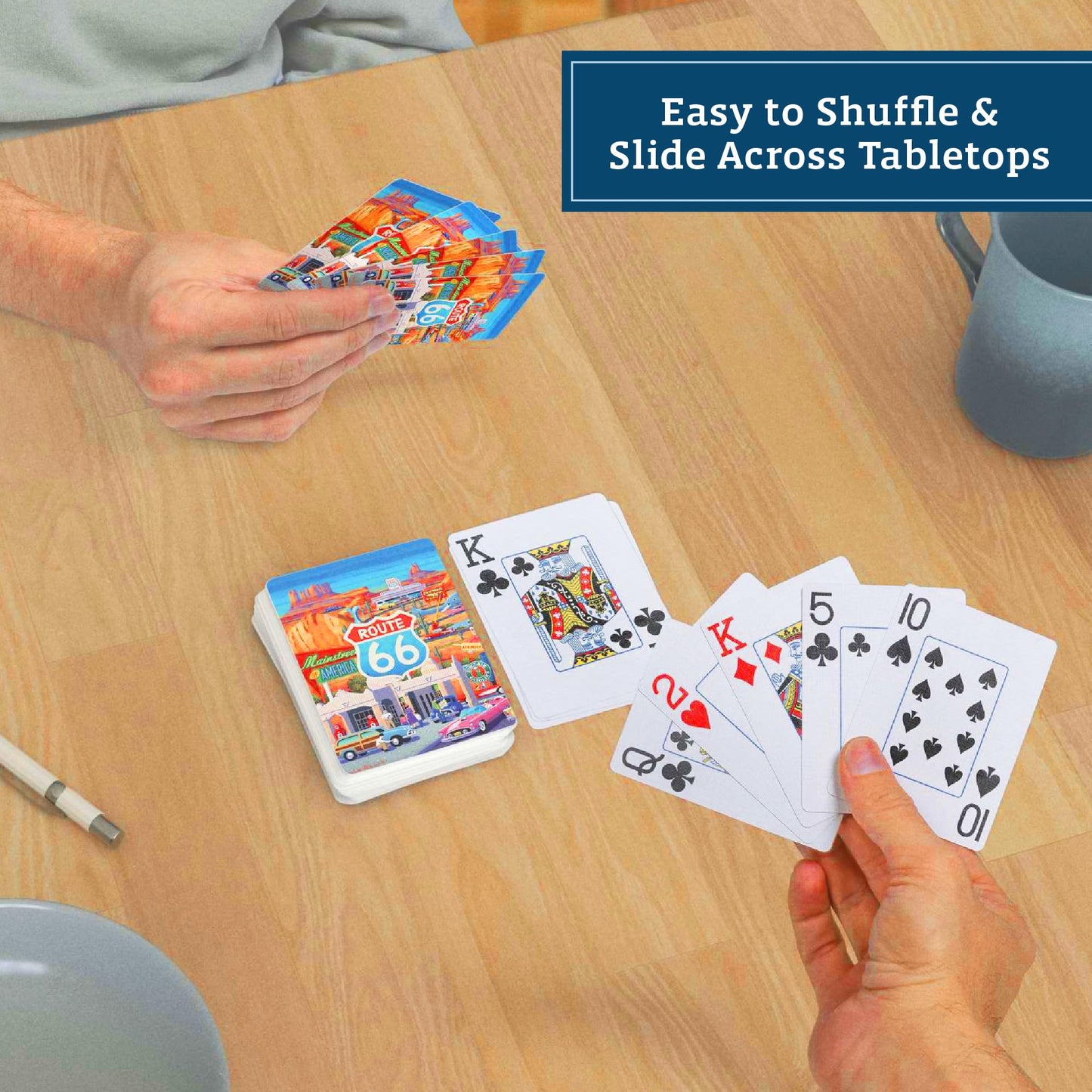 Boardwalk Puzzles Premium Featherlight Unique Playing Cards, Fun Themed Deck for Home and Travel | Route 66
