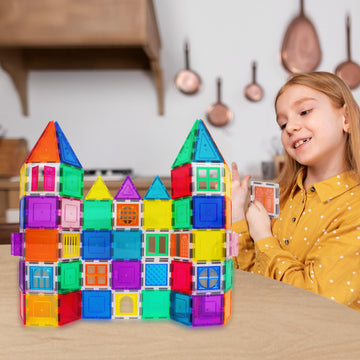 PicassoTiles 40pcs Magnetic Tiles Clip-in Window and Door Expansion Set, Magnetic Block Add-ons, Magnet Building Construction Toys, STEM Education
