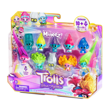 DREAMWORKS TROLLS Band Together Mineez 11pc Brozone + Friends Performance Pack - 11 Mineez 1.5 Inch Collectible Figures and 1 Accessory
