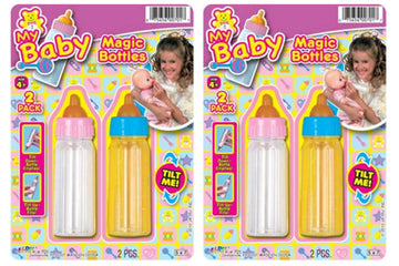 JA-RU Magic Baby Doll Bottles (4 Pack) - Milk and Juice Bottles, Baby Doll Accessories