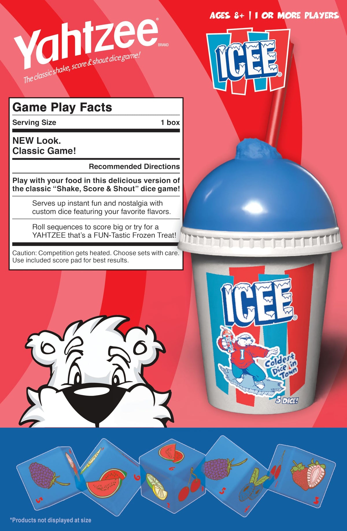 YAHTZEE: ICEE Edition, Exclusive Collectible Cup Shaker, Roll the Dice Featuring Your Favorite Flavors Cherry, Blue Rasberry & More, Classic Dice
