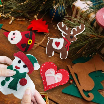 Jtnohx Sewing Kit for Kids, Felt Christmas Ornaments Set, 5 Sets DIY Craft Kits - Christmas Deer, Santa Claus, Snowman, Heart, Christmas Tree Decor