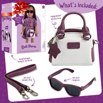 Doll Purse and Sunglasses for 18-Inch Dolls - Accessories Play Set for Kids Ages 3-12 - Excellent Gift for Girls and Toddlers