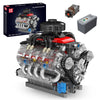 Mould King 10171 MOC Technology V8 Eight Cylinder Engine Series Gasoline Engine Block Kit Technology Clamp Blocks Kit Contains Engine and Battery Box