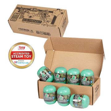 Zing Stikbot Glow in The Dark Dino Egg Pack - Set of 7 Eggs with Dino Figures & Stickers, Poseable Stop Motion Animation Toy for Kids Ages 4+