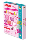 Buddy & Barney Big Box of Fashion, Fairies, & Flowers Stencils (Large 32-Piece Stencils Kit), 150+ Shapes, 6 Coloring Pencils, 5 Stencil Sheets, Arts
